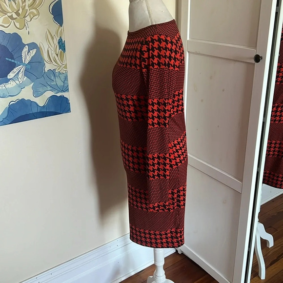 Michael Michael Kors Red Orange/Black Houndstooth Pattern Jersey Dress - XS - Picture 4 of 7